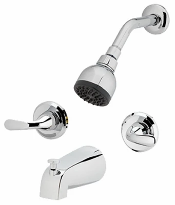 Shower Faucet + Showerhead, 2 Lever Handle, Chrome Finish