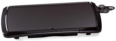 Presto 1500W Electric Griddle – 10½" x 20" Non‑Stick Cooking Surface, Auto Temp Control, Black