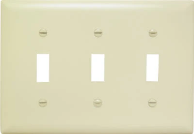 TradeMaster Thermoplastic Wall Plate, 3-Gang, 3 Toggle Openings, Ivory