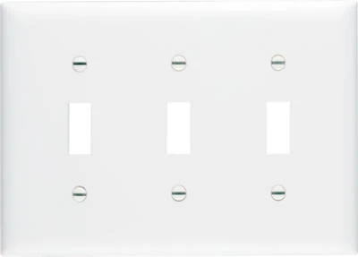 Pass & Seymour 3-Toggle Opening Nylon Wall Plate, 3-Gang, White
