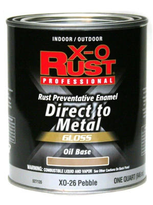 X-O Rust Premium Anti-Rust Oil-Base Paint, Gloss Pebble, Interior/Exterior, 1 Qt.