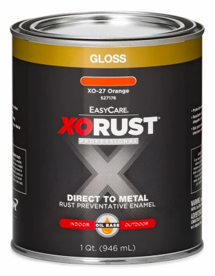 X-O Rust Premium Anti-Rust Oil-Base Paint, Gloss Orange, Interior/Exterior, 1 Qt.