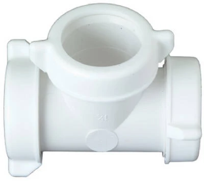 Lavatory/Kitchen Drain Tee, White Plastic