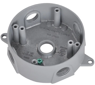 Weatherproof Round Outlet Box, Gray