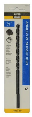 Percussion Masonry Drill Bit, 1/4 x 6 In.