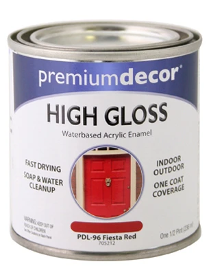 Premium Decor Fiesta Red Gloss Enamel Paint, 1/2 Pt.