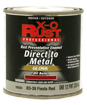 Premium Ant-Rust Oil-Base Enamel, Fiesta Red Gloss, 1/2-Pt.