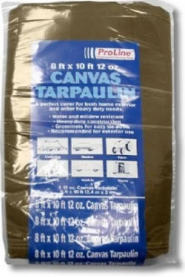 Canvas Tarp, Tan/Brown, 8 x 10 Ft., 12 oz.