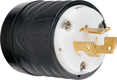 Pass & Seymour Locking Plug, Black & White, 20A, 125/250-Volt