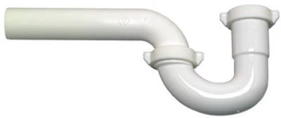 Lavatory Wall Drain P Trap, White Plastic, 1.25 In. O.D.