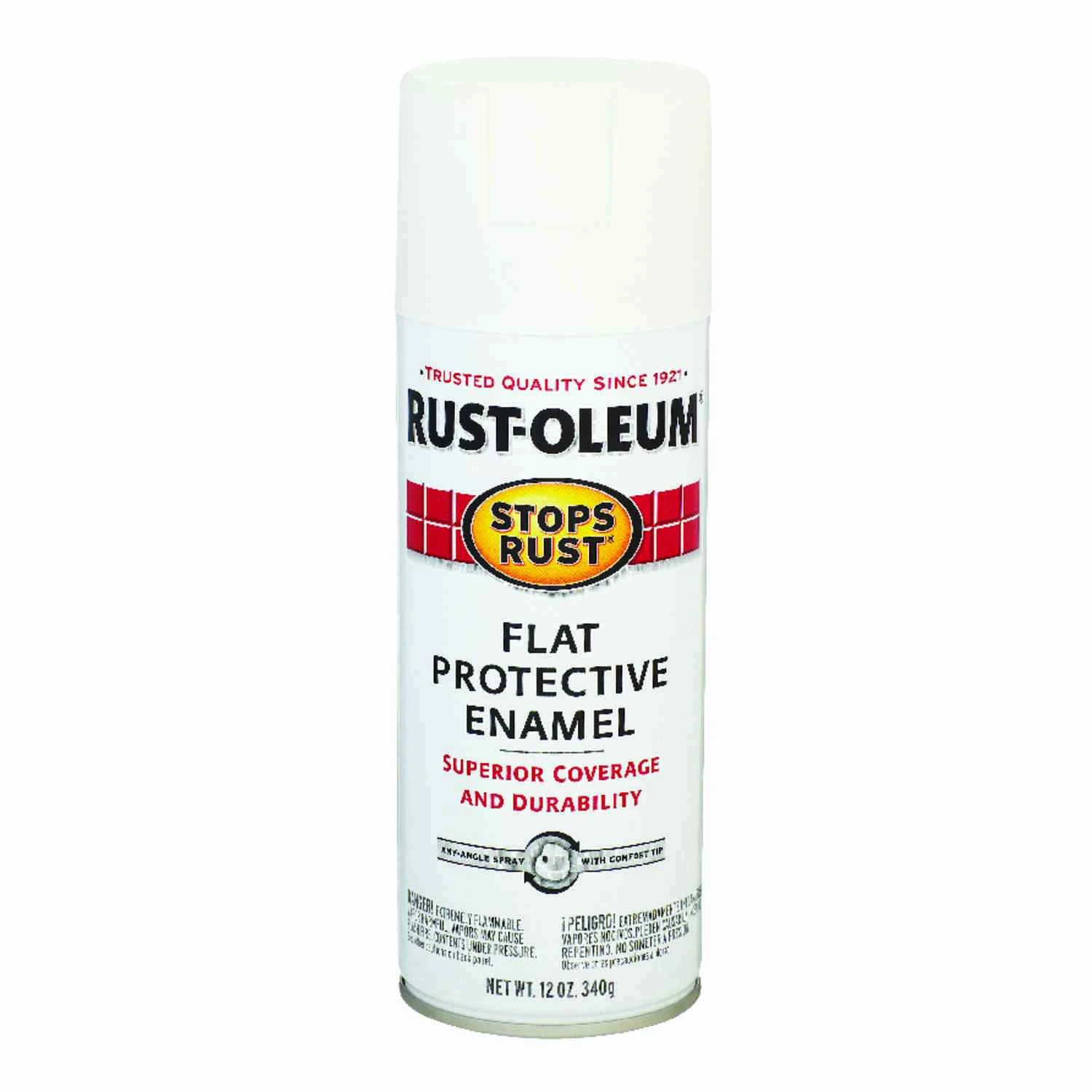 Stops Rust Spray Enamel, Flat White, 12-oz.
