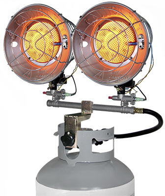 Double Burner Tank Top Propane Heater, Tip-Over Shut Off, 30,000 BTU