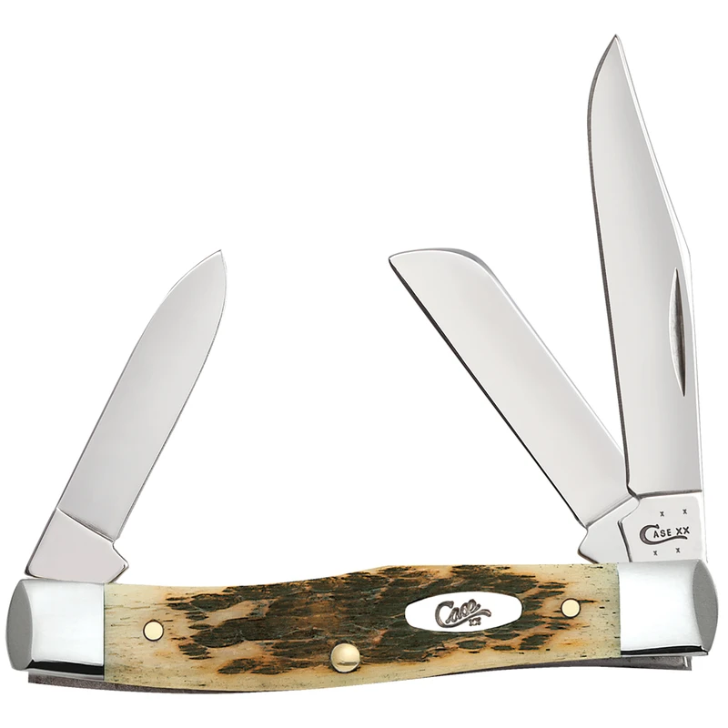 Stockman Knife With Clip, Chrome Vanadium/Amber Bone, 3-5/8-In. Closed