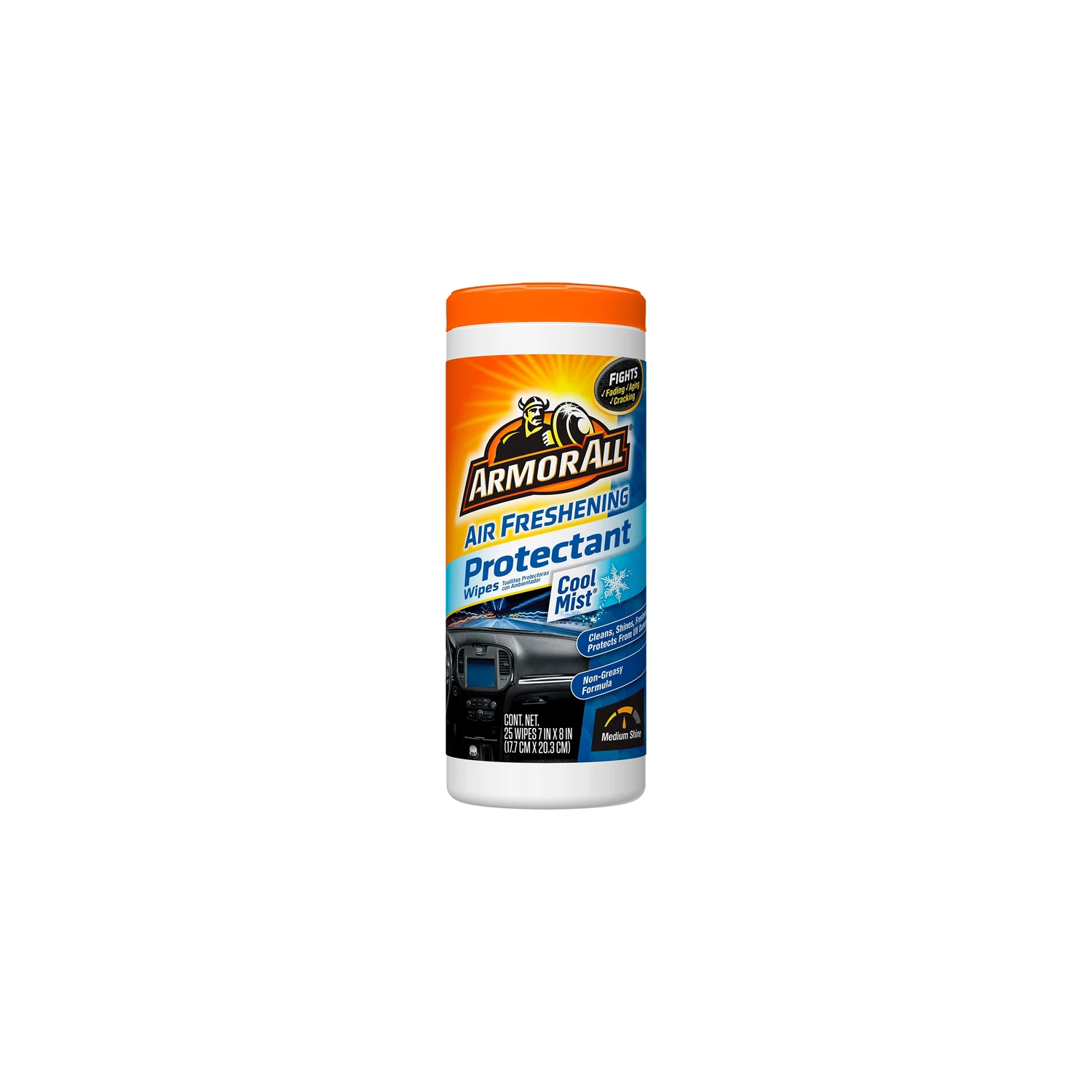 Air Freshening Protectant Wipes, Cool Mist Scent, 25 Count