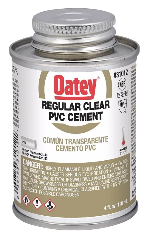 4 Oz. Regular Bodied Clear Pvc Cement For Pipe And Fittings