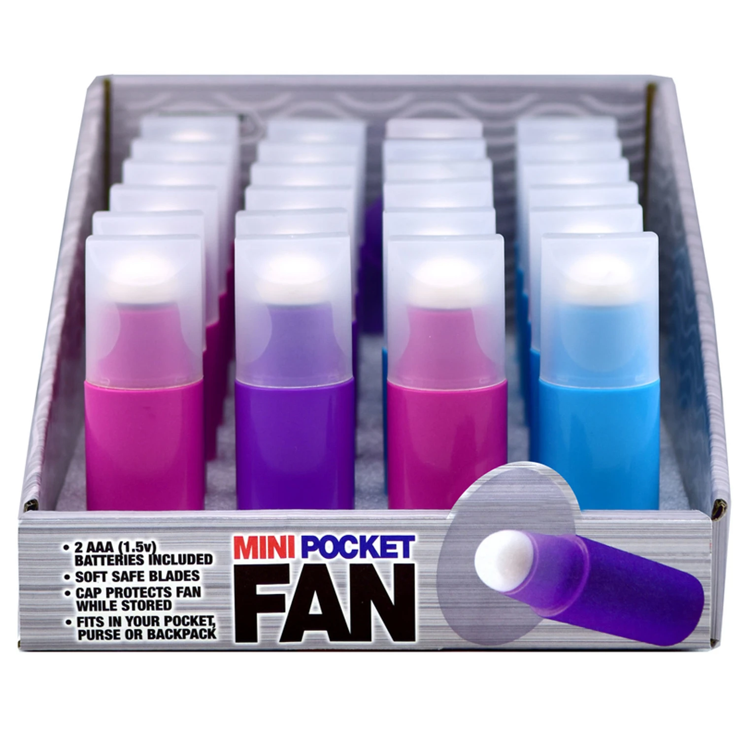 Mini Pocket Fan, Battery Operated, Assorted Colors