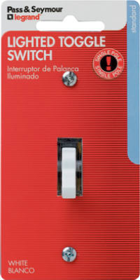 Pass & Seymour 15A White Single-Pole Lighted Toggle Quiet Grounding Switch