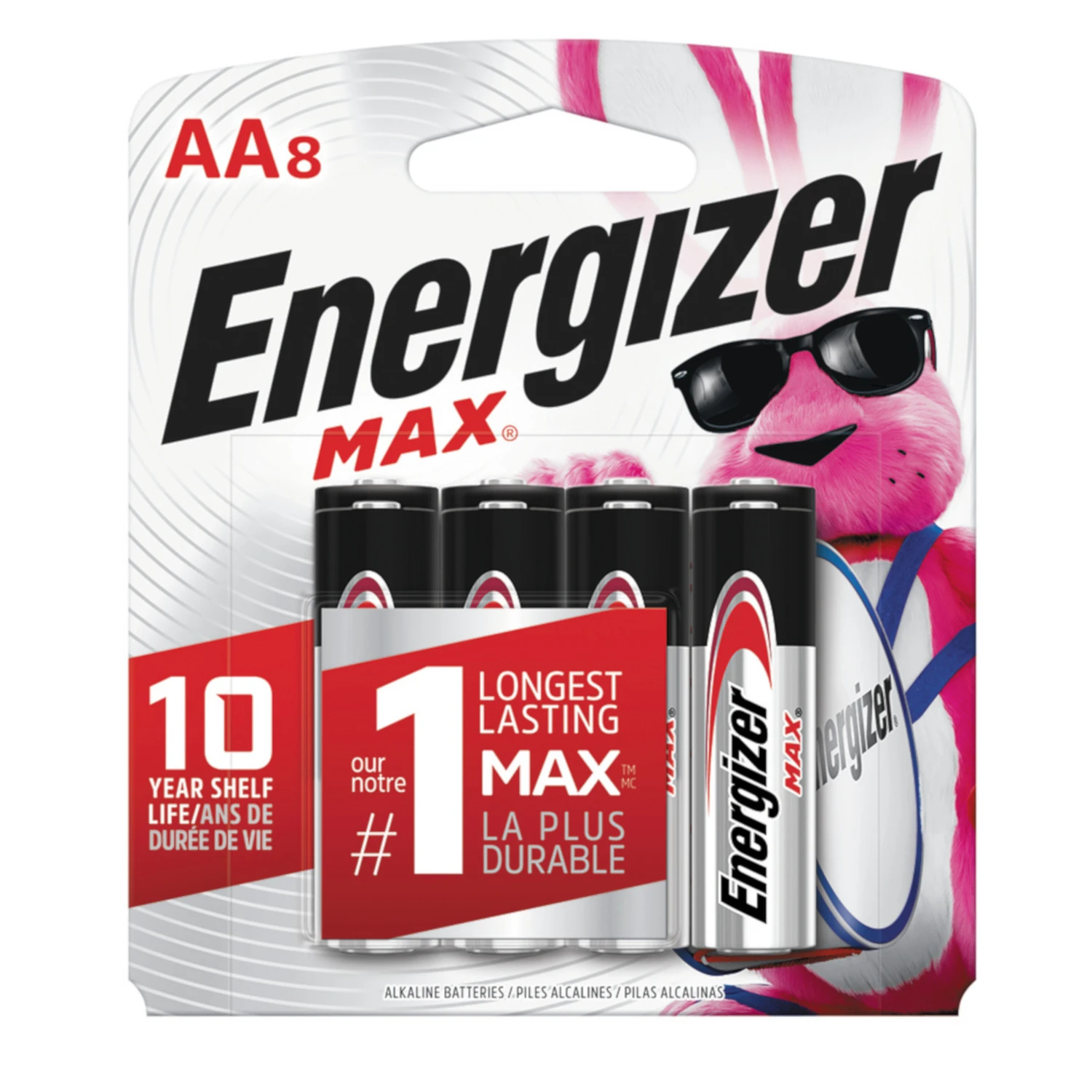 Max AA Batteries, Double A Alkaline Batteries, 8-Pack