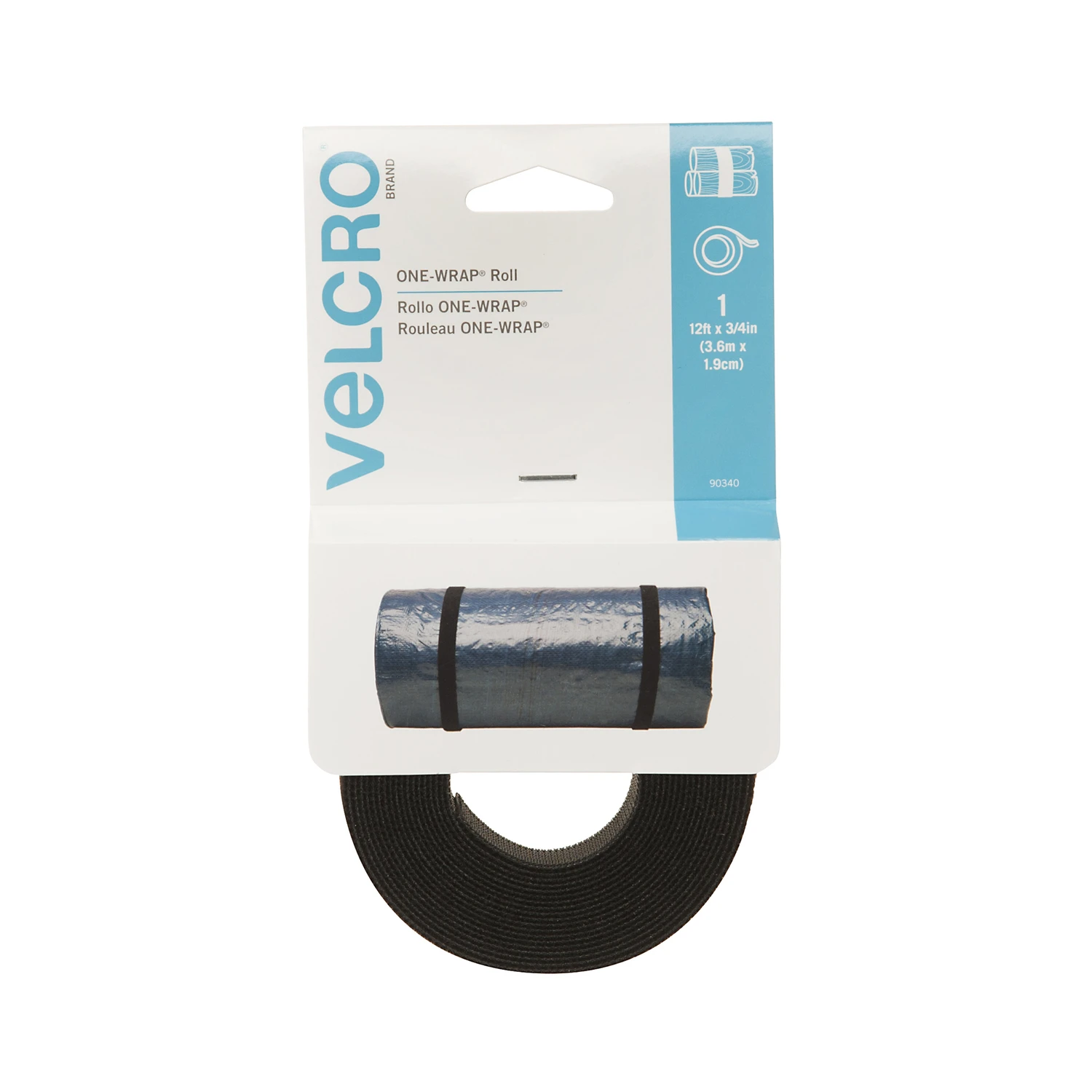 ONE-WRAP Fastener Roll, Black, 12 Ft. x 3/4 In.