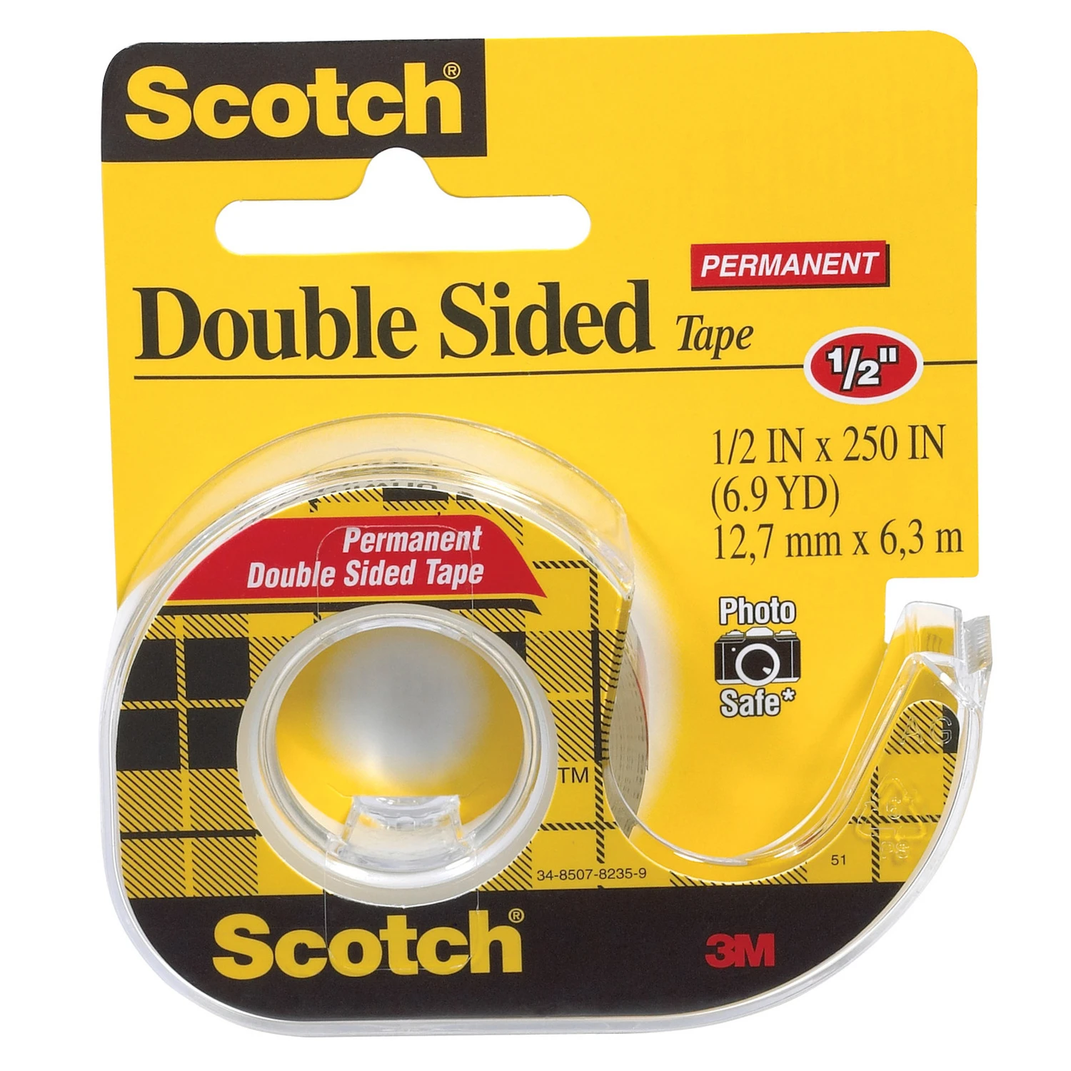 Double-Faced Transparent Tape, 1/2 x 250 In.