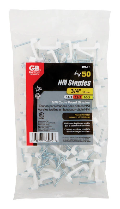 Plastic NM Cable Staples, .75-In., 50-Pk.