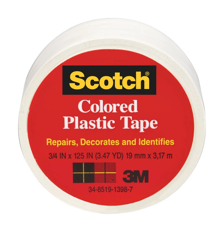 Plastic Tape, White, 1-1/2 x 125-In.