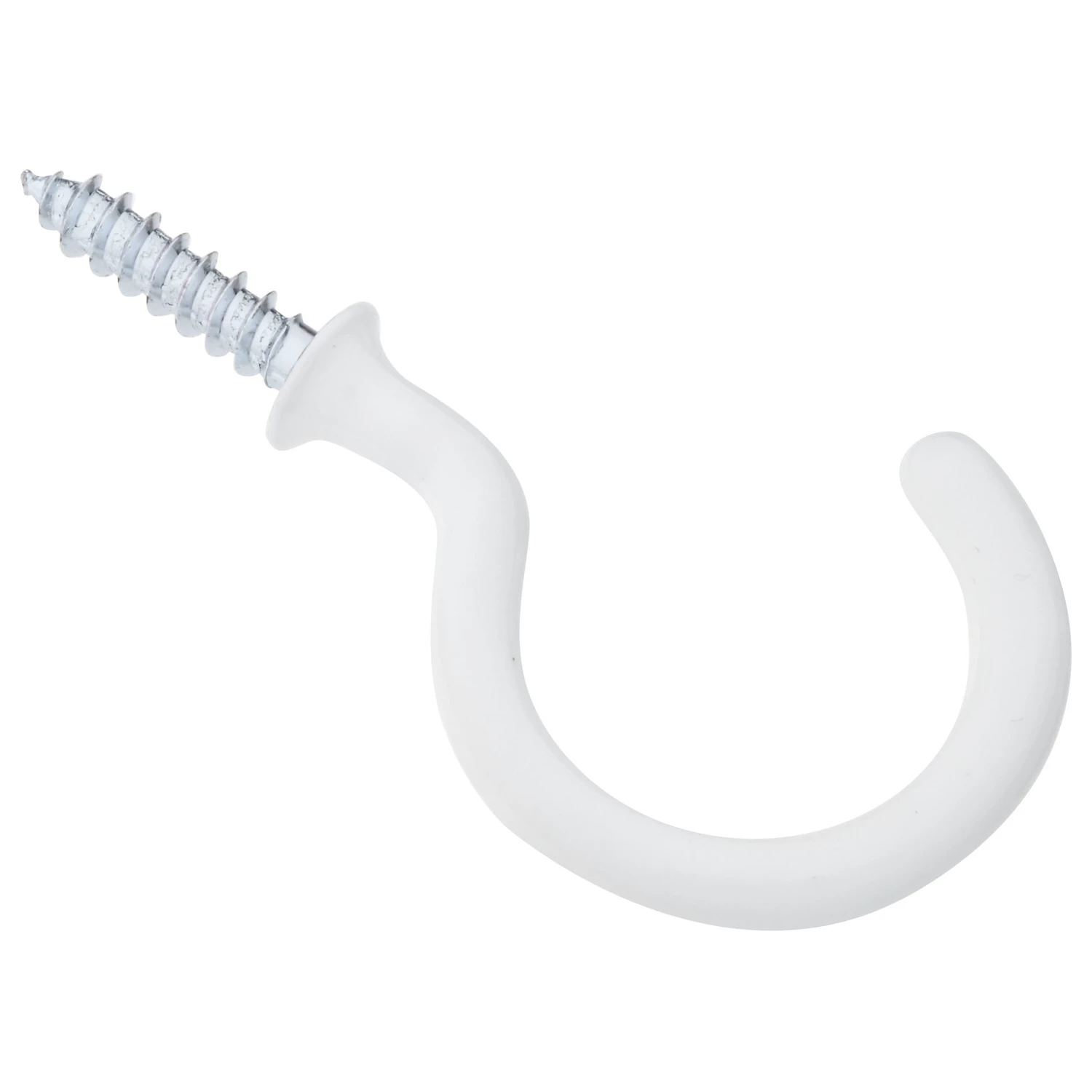 Cup Hook, White, Vinyl Coated, 1-1/2 In., 2-Pk.