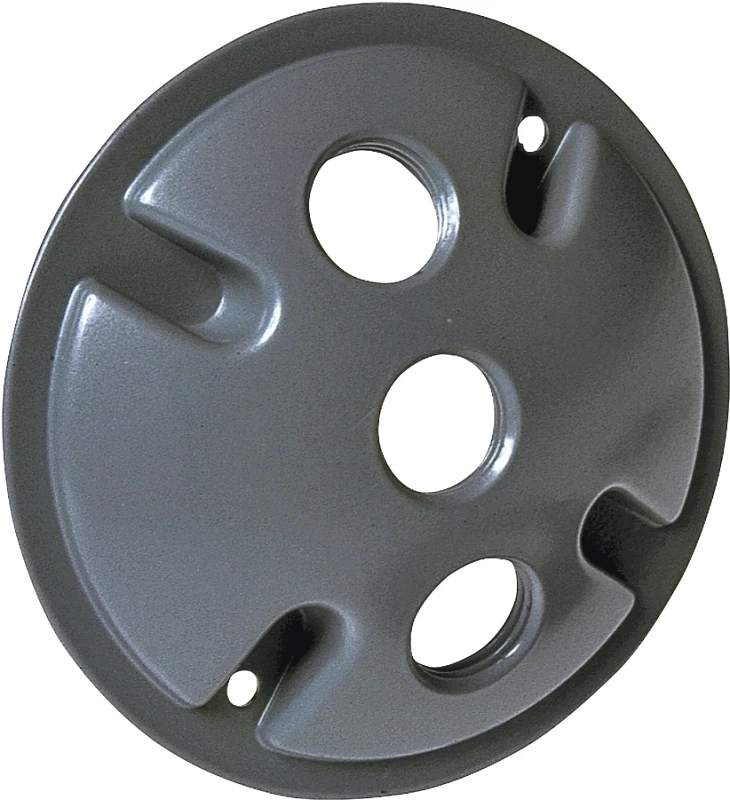 3-outlet Round Zinc Gray Weatherproof Outdoor Box Cover Model 5197-0