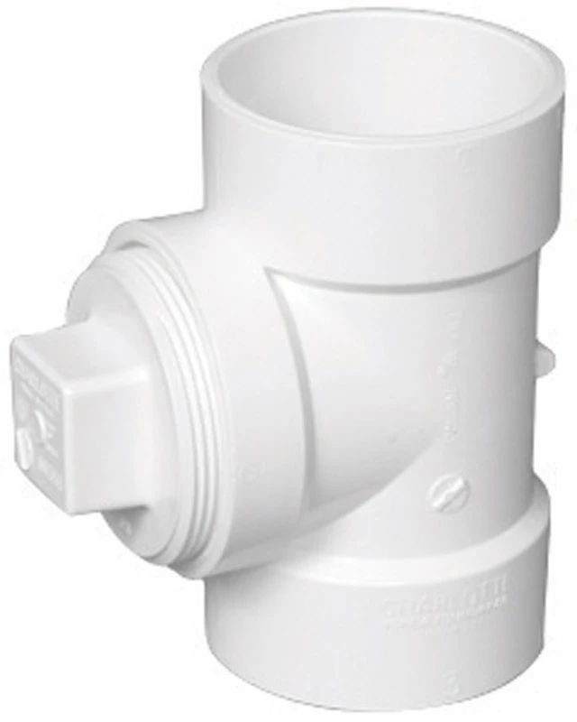 Schedule 40 DWV PVC Test Tee With Cleanout Plug, 2 In. Hub x Hub