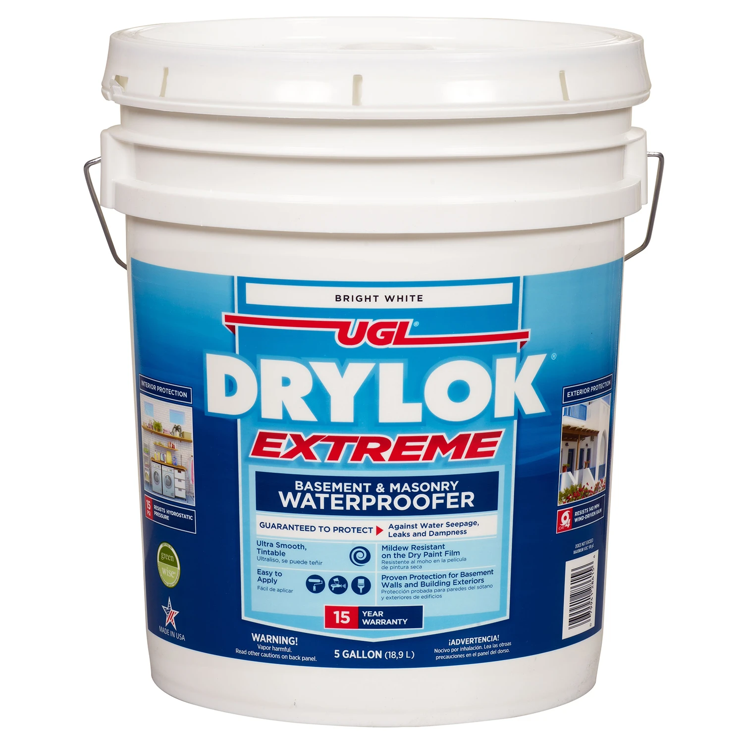 Extreme Latex Masonry Waterproofer, Interior & Exterior, White, 5 Gallons
