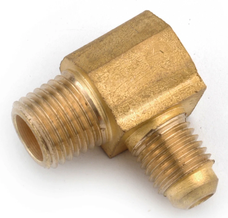 Pipe Fitting, Flare Elbow, Lead Free Brass, 1/2 Flare x 3/8 In. MPT