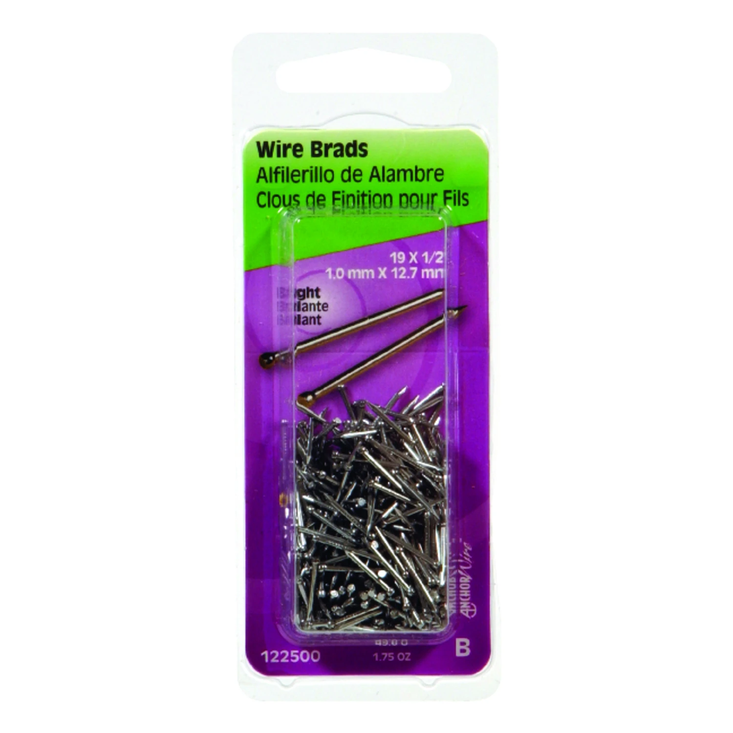 Wire Brads, Bright, 1/2-In. x 19, 1-3/4-oz.