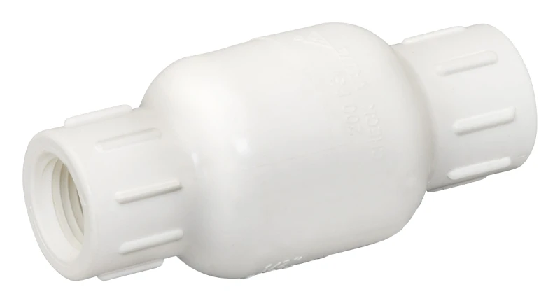 PVC Check Valve, Threaded, White, Schedule 40, 1/2 In.