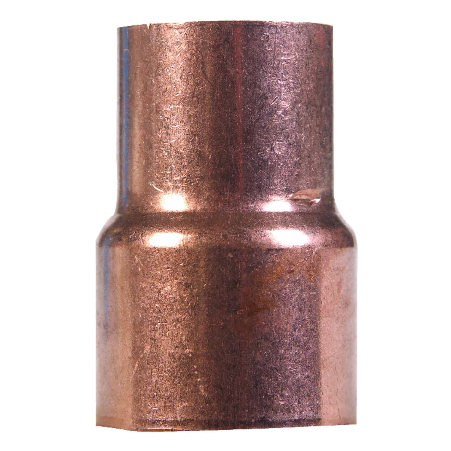 Copper Pipe Reducer Coupling With Stop, 1-1/2 x 1-1/4 In. CxC