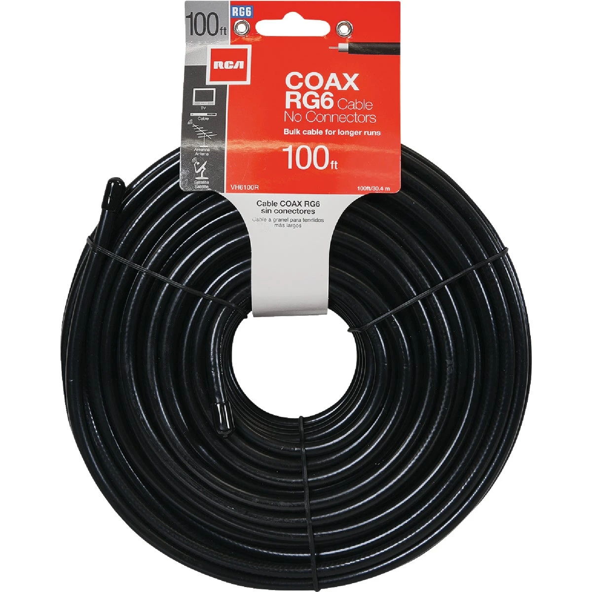 RG6U Coaxial Cable, Black, 100 Ft.