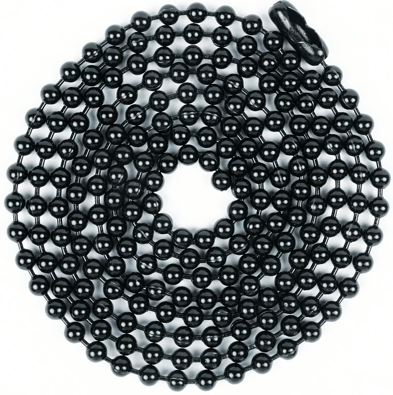 Beaded Lamp Chain With Connector, Black Steel, #6, 3-Ft.