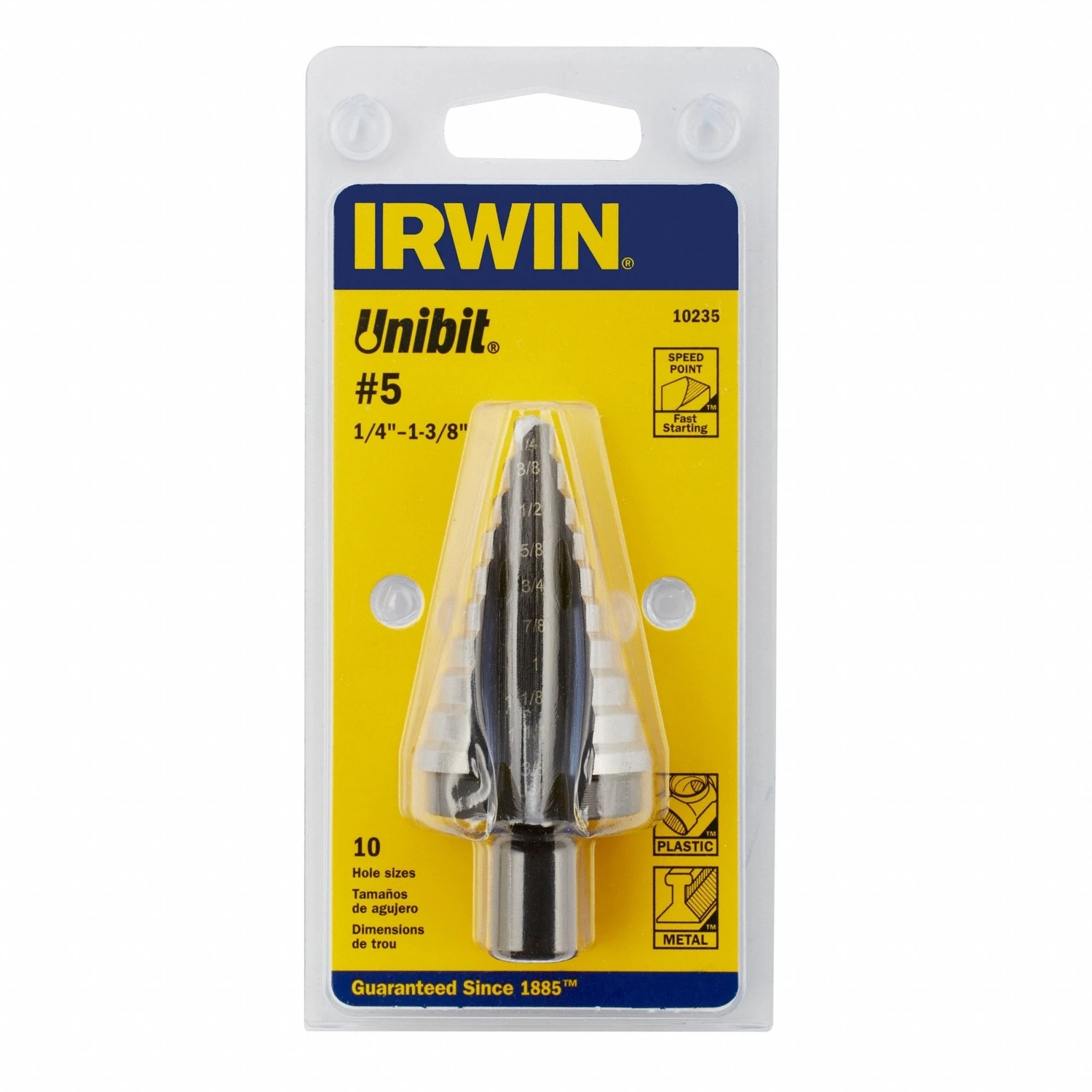 UniBit #5 Step Drill Bit, 1/4 to 1-3/8 In.