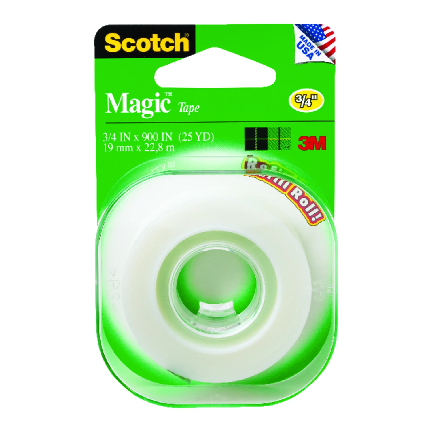 Magic Transparent Tape Refill Roll, 3/4 x 500-In.