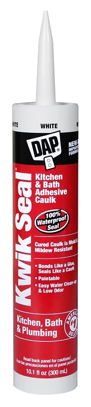Kwik Seal Tub/Tile Caulk, White, 10.1-oz.