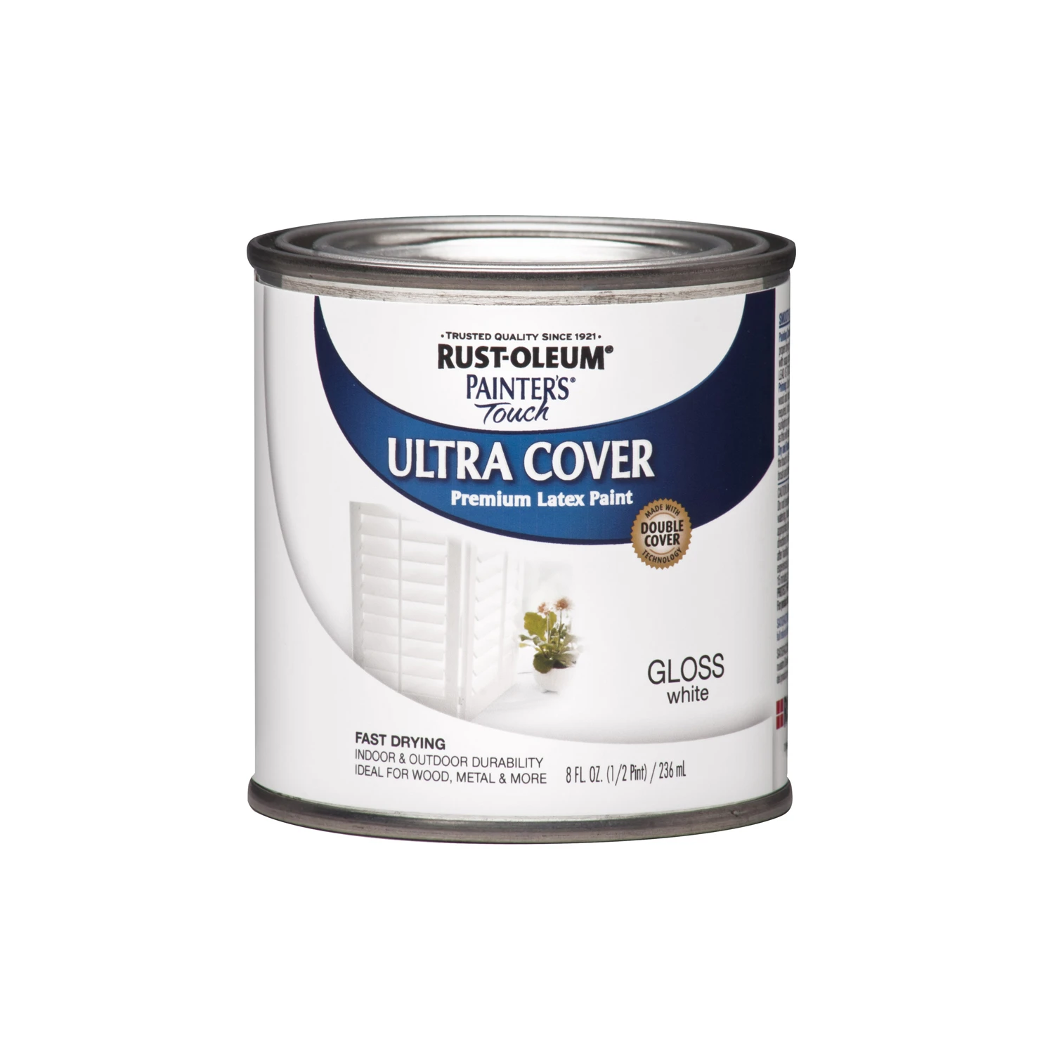 Painter's Touch Ultra Cover Latex Paint, White Gloss, 1/2-Pt.