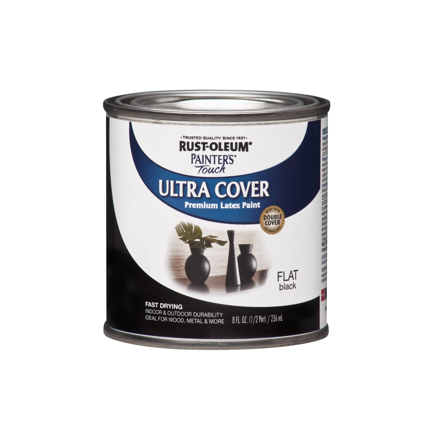 Painter's Touch Ultra Cover Latex Paint, Flat Black, 1/2-Pint
