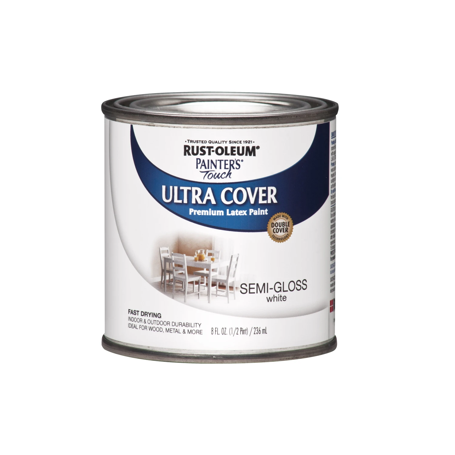 Painter's Touch Ultra Cover Latex Paint, Semi-Gloss White, 1/2-Pt.