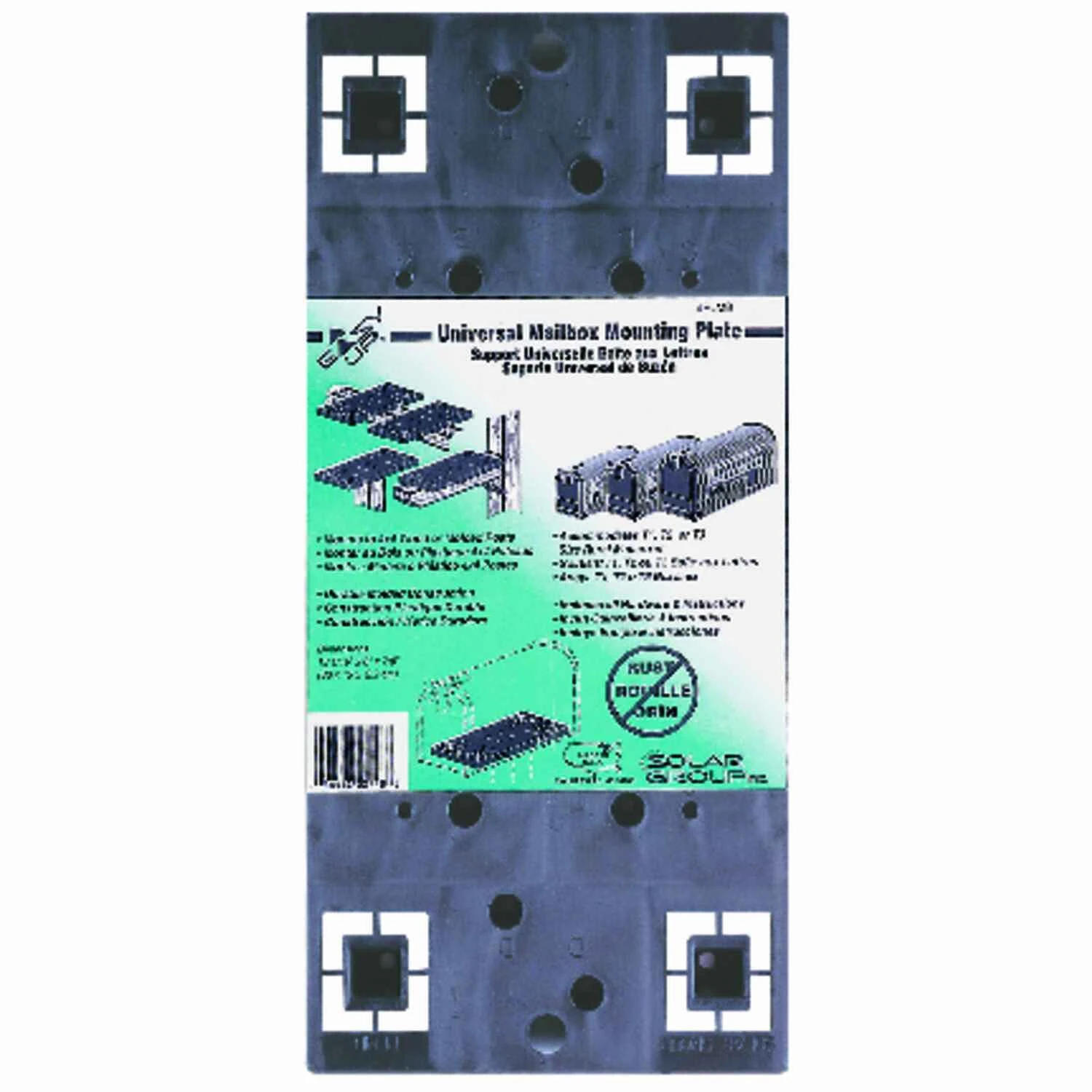 Black Plastic Mailbox Mounting Board 13-1/16" X 6" X 7/8"