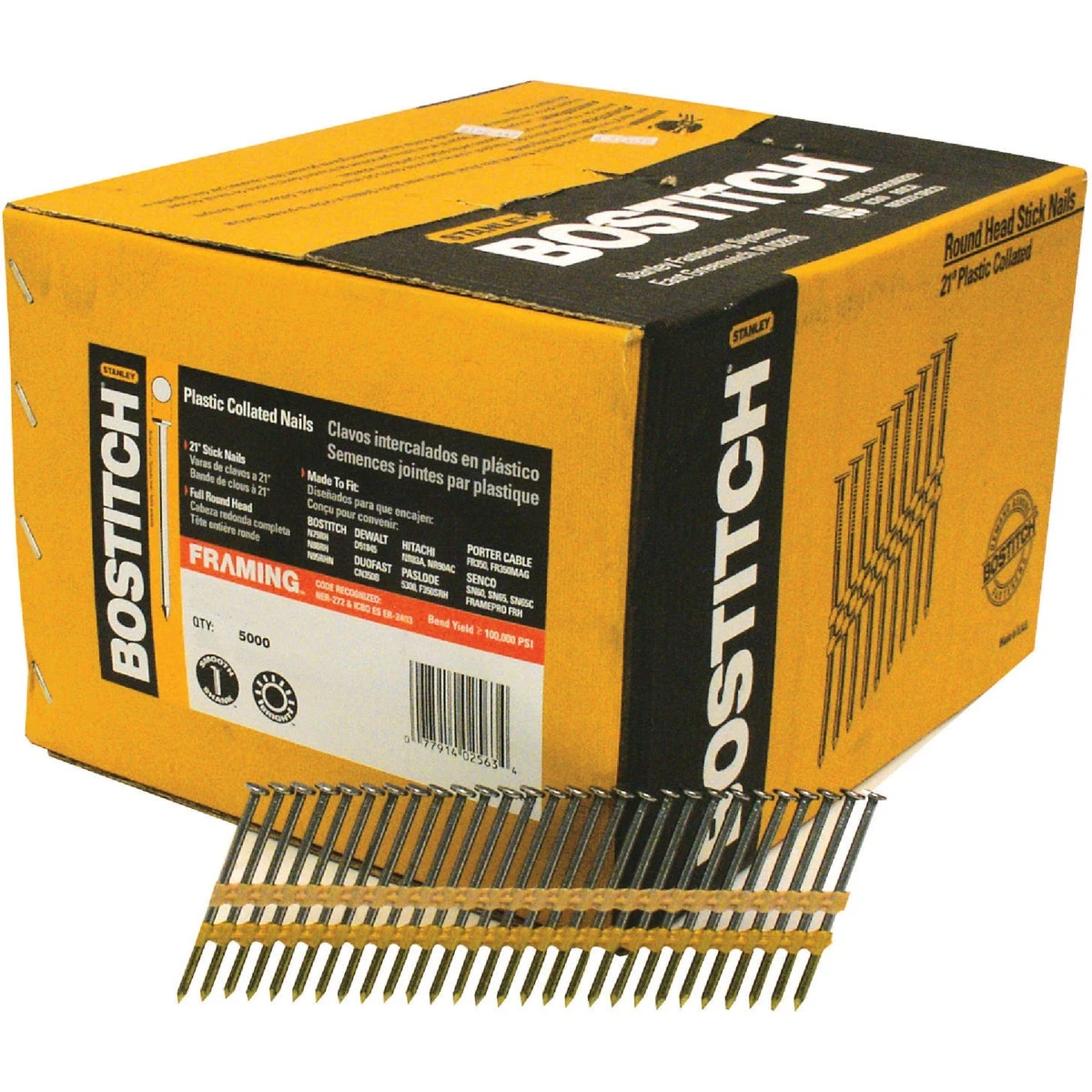 Hot Dipped Galvanized Round Head Collated Nails, 2-3/8 x .113 In., 5,000-Ct.