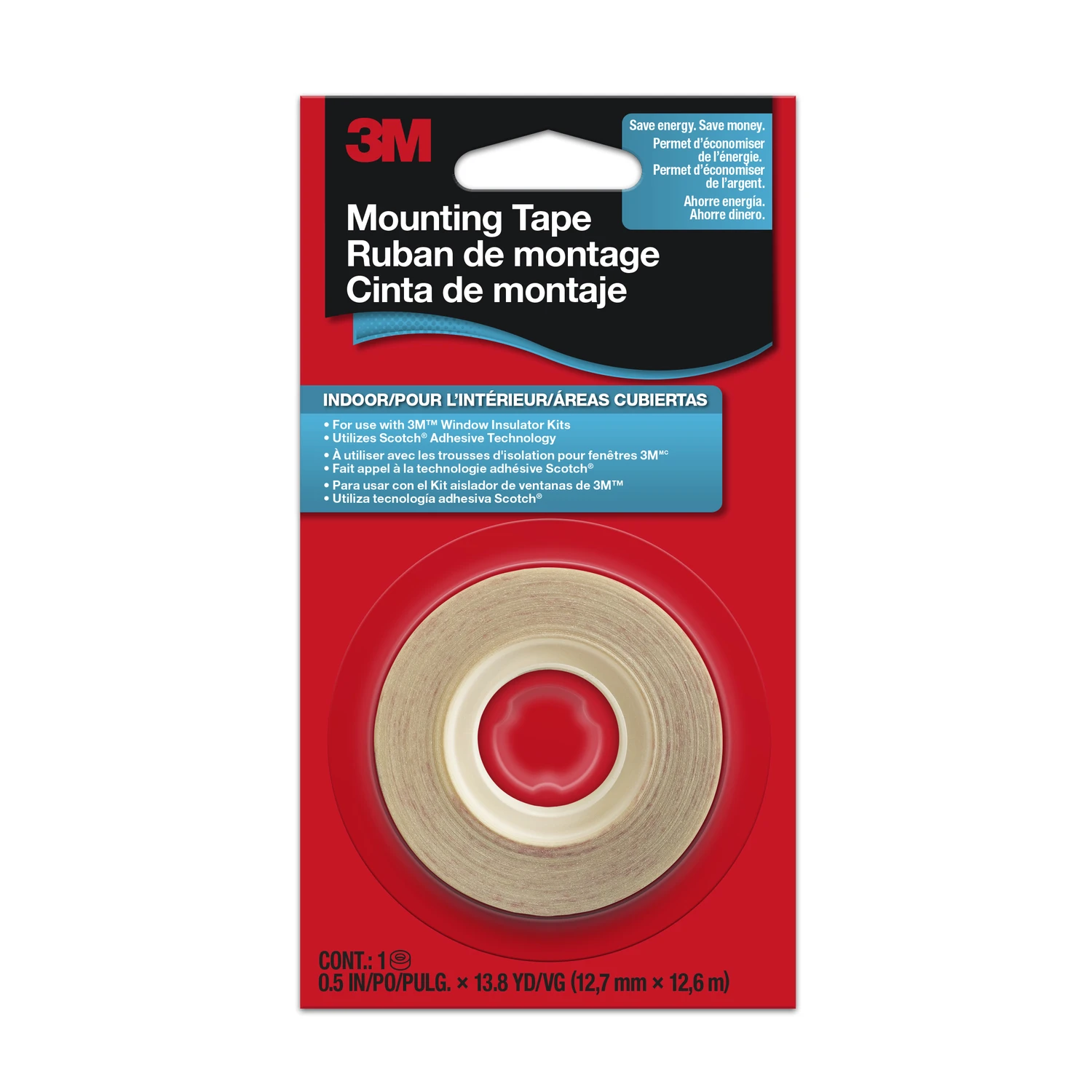 Interior Window Film Mounting Tape, 1/2 x 500 In.