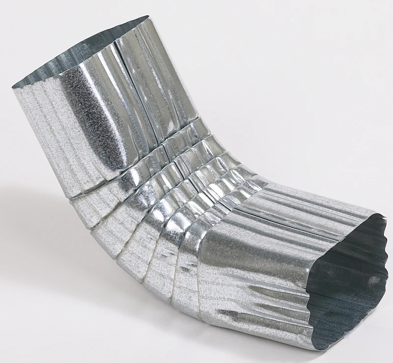 Gutter Front Elbow, Style A, 75 Degree, Mill Finish Galvanized Steel, 2 x 3 In.