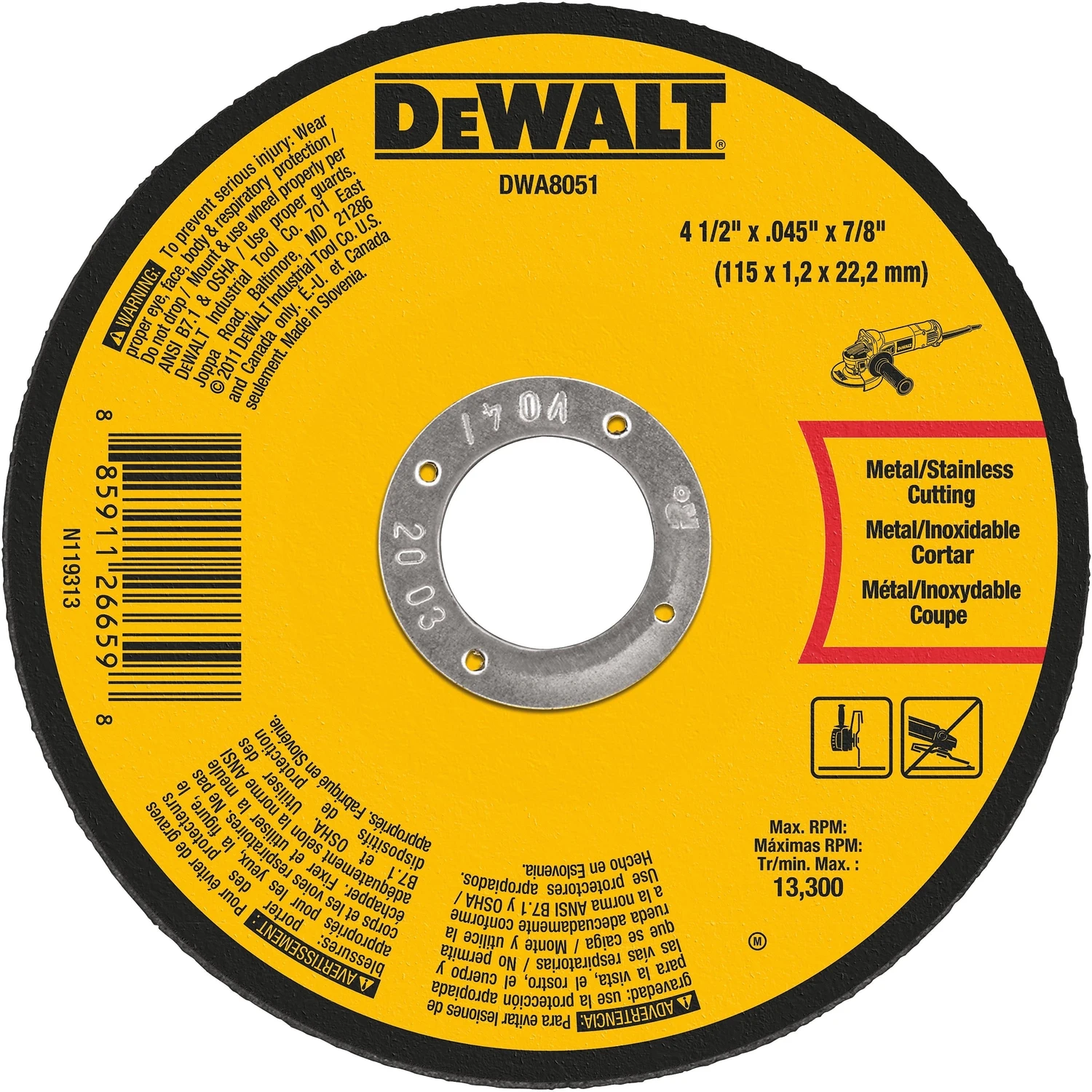 Metal Cut-Off Wheel, 4-1/2 x .045 x 7/8 In.
