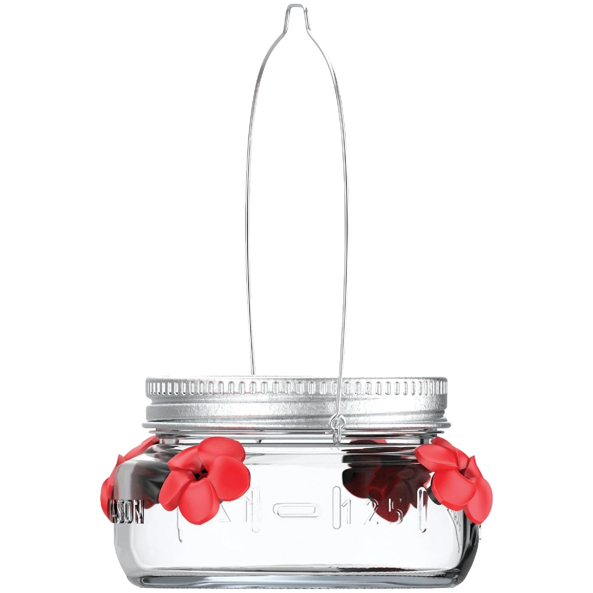 Mason Jar Hummingbird Feeder, Glass Dish, Lid & Hanger