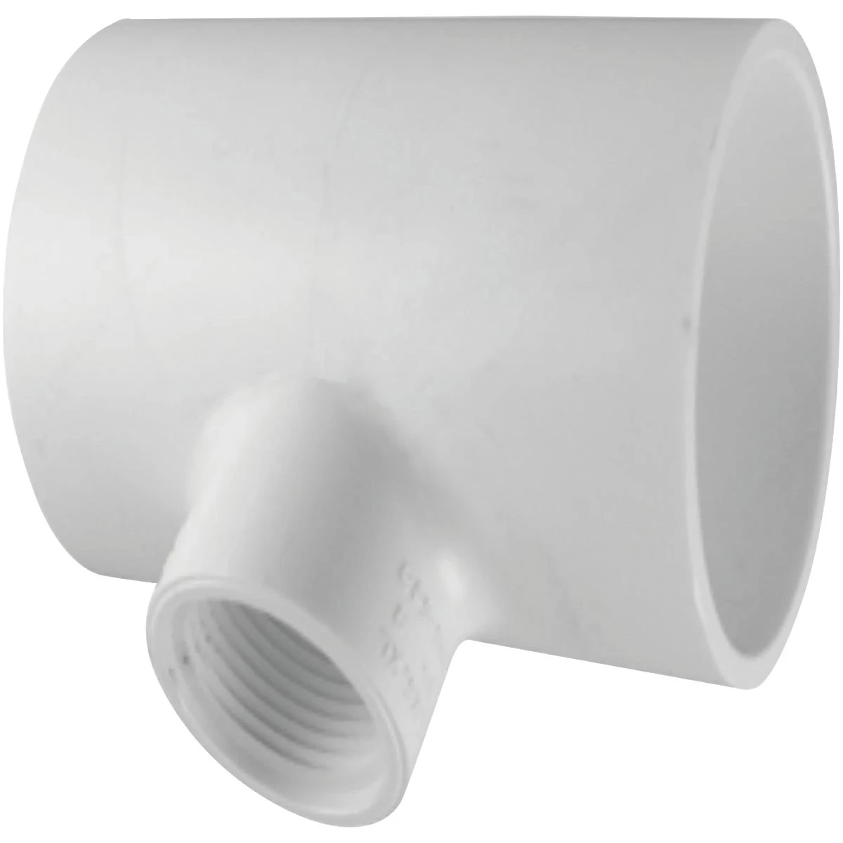 Schedule 40 PVC Reducing Tee, White, 1-1/4 x 1-1/4 x 1/2 In., Slip x Slip x Thread