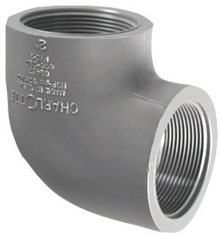 Schedule 80 PVC 90-Degree Elbow, Gray, FPT x FPT, 1 In.